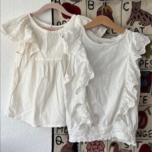 GAP + Old Navy Girls 8 White Eyelet Ruffle Sleeve Blouses
